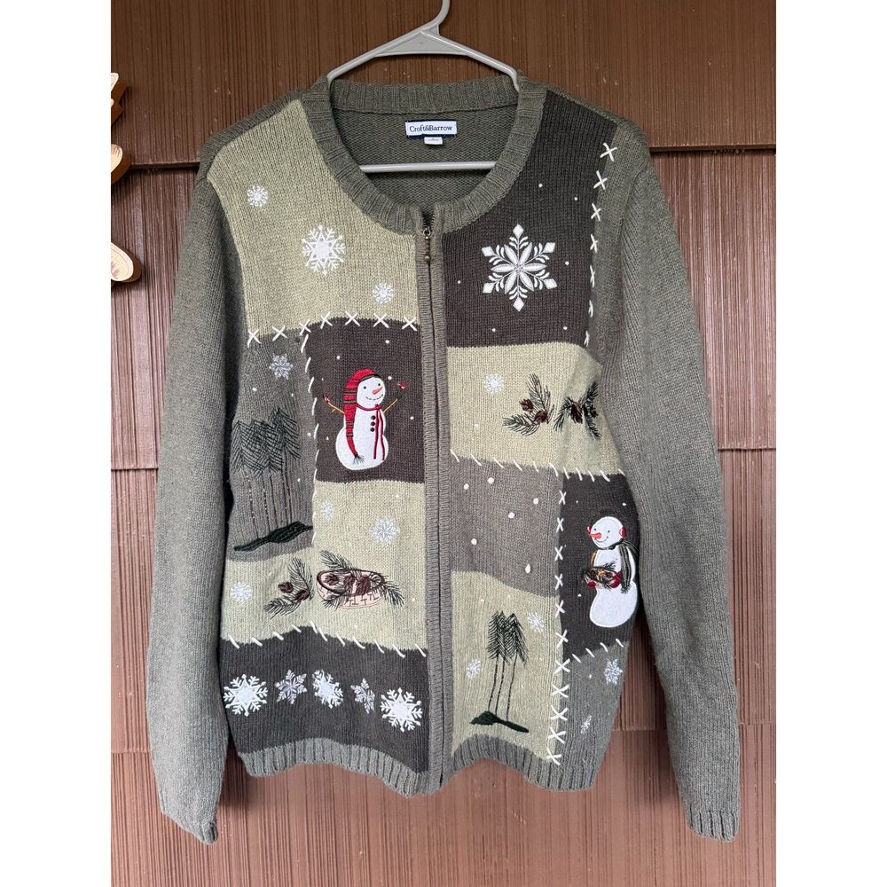 Croft&Barrow Snowman Zip up Sweater